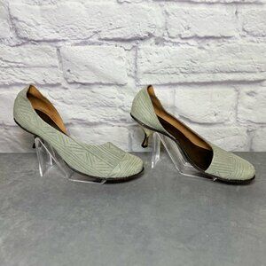 Cydwoq Vintage Pierce Sage Green Suede Heels